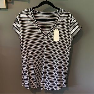 Universal Standard striped v-neck tee